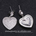 2018 hot sale stud earrings white zircon heart shape design earring